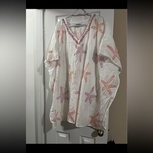 Ashley Taylor 100% cotton White Starfish-Print Tunic OS